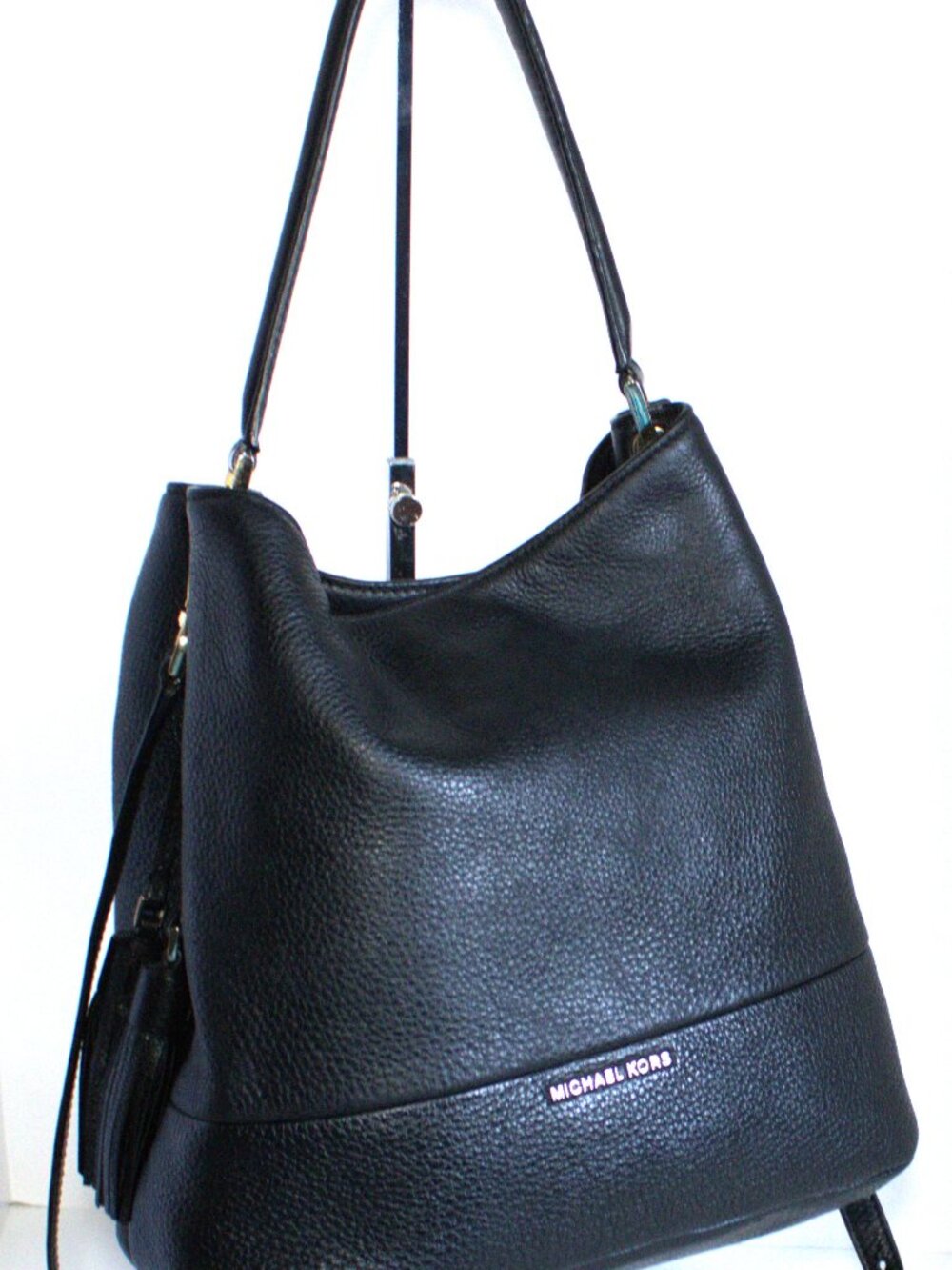 Michael Kors Black Pebbled Leather Hobo Bag with Gold Hardware